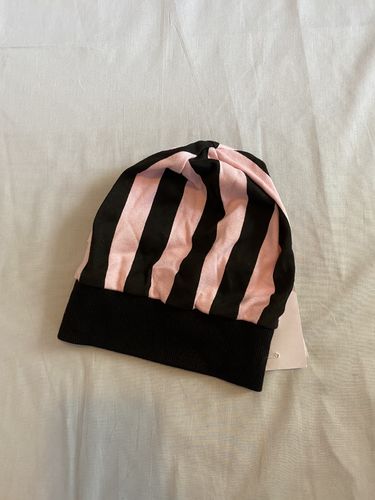 Beanie - rosa-schwarz Streifen